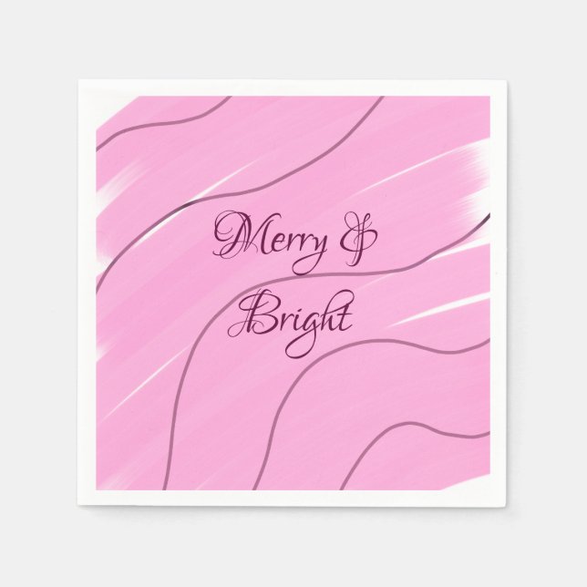 Merry & Bright rosa, lockig doodle Design mädchenh Serviette (Vorderseite)