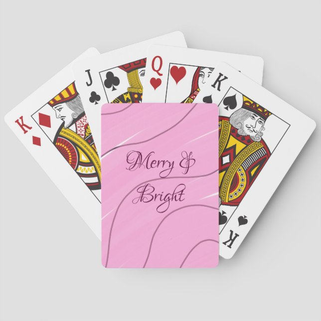 Merry & Bright rosa, lockig doodle Design mädchenh Spielkarten (Rückseite)