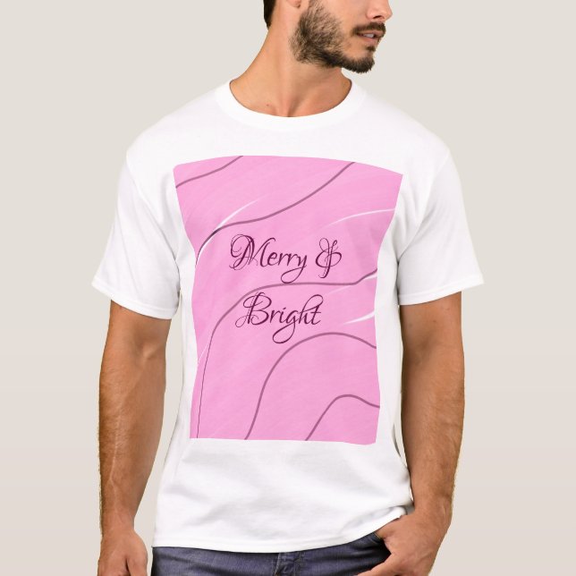 Merry & Bright rosa, lockig doodle Design mädchenh T-Shirt (Vorderseite)