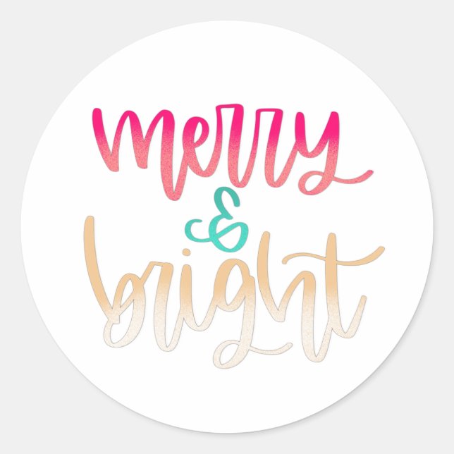 Merry & Bright Round Stickers (Vorderseite)