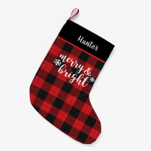 Merry & Bright Rustic Buffalo Kariert Personalisie Kleiner Weihnachtsstrumpf