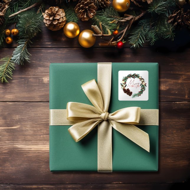 Merry & Bright Saison Quadratischer Aufkleber (Von Creator hochgeladen)