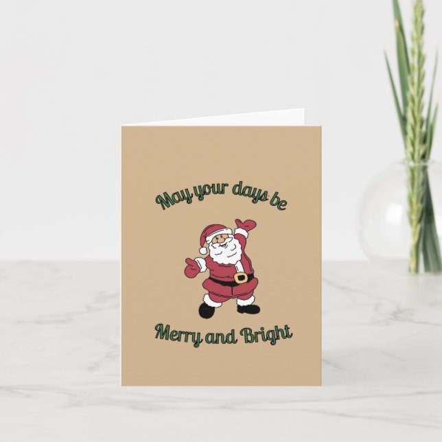 Merry Bright Santa Cartoon Card Dankeskarte (Vorderseite)