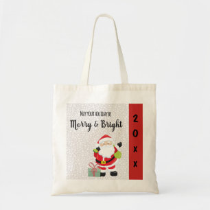 Merry & Bright Santa mit Jahr Tragetasche