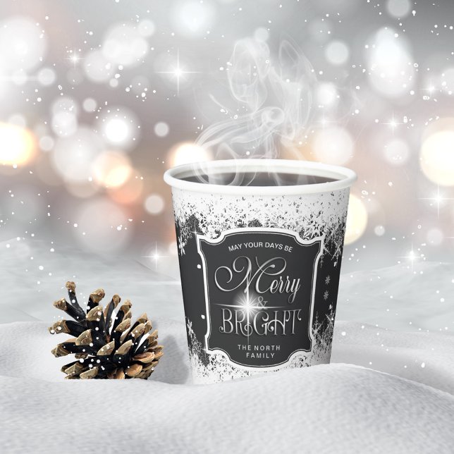 Merry & Bright Schneefall Weihnachts-ID591 Pappbecher (Von Creator hochgeladen)
