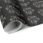 Merry Bright Schwarz-weiß Christmas Geschenkpapier<br><div class="desc">Whimsical fröhlich und hell schwarz-weiß Kalligrafie Weihnachtsgeschenk Packpapier. Hübsch und modern.</div>
