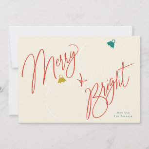 Merry & Bright Script und Foto Ornamente Design Einladung