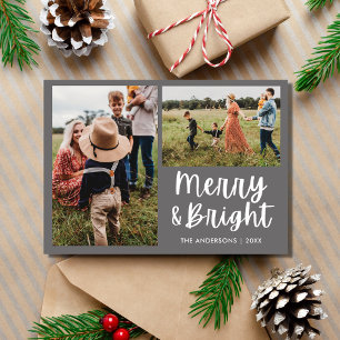 Merry Bright Simple Two Foto Family Feiertagskarte
