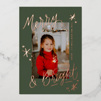 Merry & Bright Snowflake Lettered Photo Overlay Folien Feiertagskarte