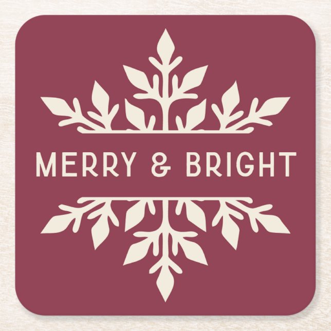 Merry & Bright | Snowflake Party Paper Untersetzer (Vorderseite)