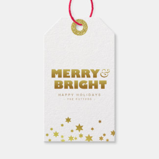 Merry & Bright | Spaß Weihnachten White & Gold Min Geschenkanhänger