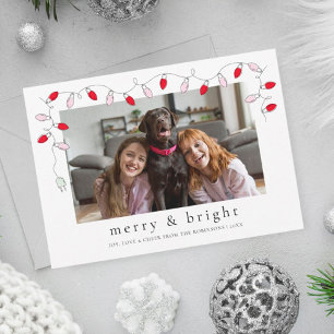 Merry & Bright String Lights Foto Holiday Card Feiertagskarte
