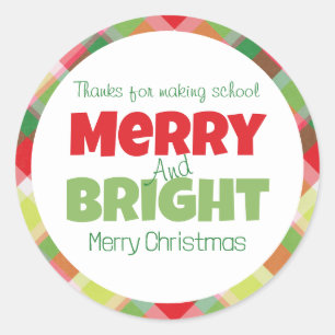 Merry & Bright Teachers Vielen Dank für Ihr Sticke Runder Aufkleber
