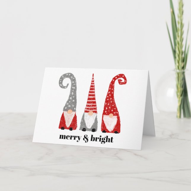 Merry & Bright Three Gnomes Weihnachten Personalis (Vorderseite)
