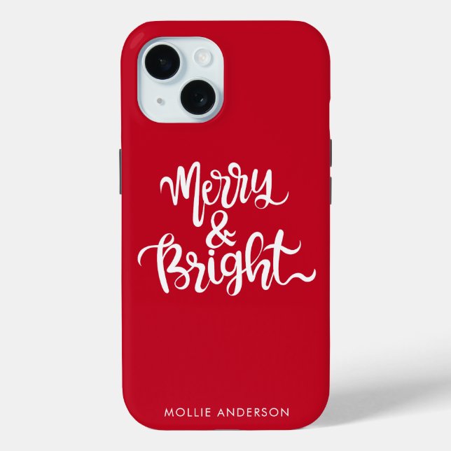Merry-Bright-Typografie-Script rot Case-Mate iPhone Hülle (Rückseite)