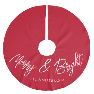 Merry-Bright-Typografie-Script rot Polyester Weihnachtsbaumdecke
