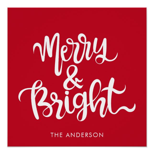 Merry-Bright-Typografie-Script rot Poster (Vorderseite)