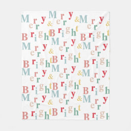 Merry & Bright typografische Farbe Fleecedecke