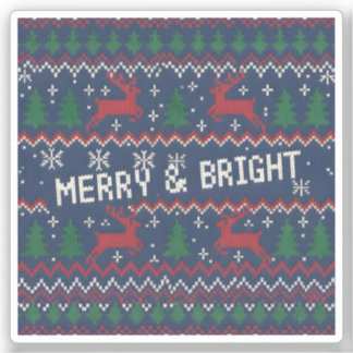Merry & Bright Ugly Christmas Sweater Aufkleber