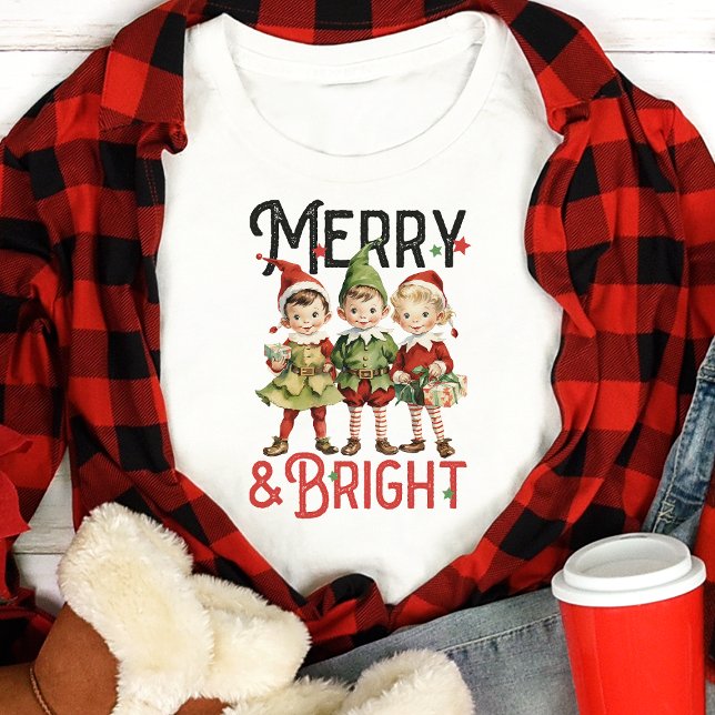 Merry & Bright Vintag Elf Weihnachten Tri-Blend Shirt (Von Creator hochgeladen)