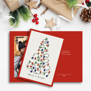 Merry & Bright Vintag Lights Red Foto Feiertagskarte