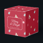 Merry & Bright Vintage Christmas Geschenkschachtel<br><div class="desc">Add a nostalgic touch to your holiday celebrations with this vintage Christmas favor box. Featuring charming watercolor illustrations of classic Christmas ornaments, rocking horses, and candy canes, along with the festive phrase “Merry & Bright, ” it brings warmth and cheer to your holiday table. Perfect for party favors, sweet treats,...</div>