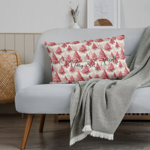 Merry & Bright Vintage Weihnachten Rosa & Rot Lendenkissen