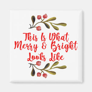 Merry Bright Watercolor Holly Weihnachtsdekor Magnet