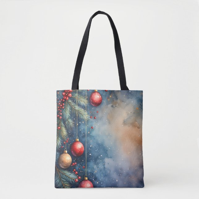 Merry & Bright Watercolor Tote Bag (Vorderseite)