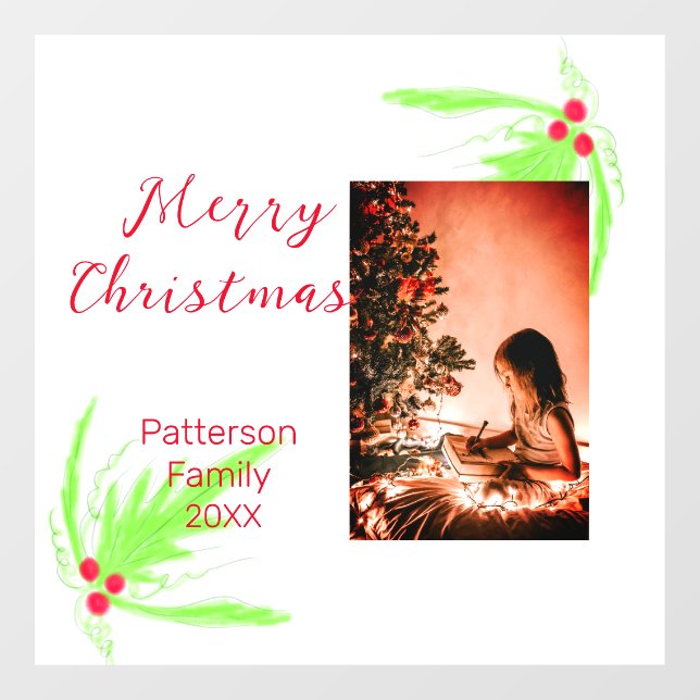 Merry Bright Weihnachten fügen Familiennamen Freud Fensteraufkleber (Blatt)