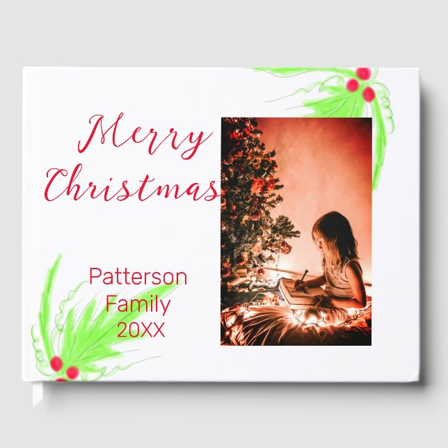 Merry Bright Weihnachten fügen Familiennamen Freud Gästebuch (Vorderseite)