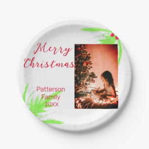 Merry Bright Weihnachten fügen Familiennamen Freud Pappteller
