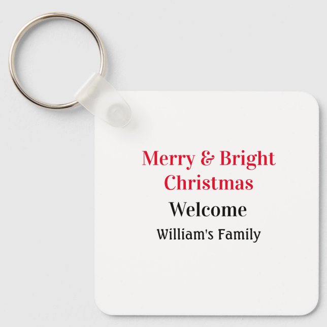 Merry Bright Weihnachten fügen Familiennamen Freud Schlüsselanhänger (Vorderseite)