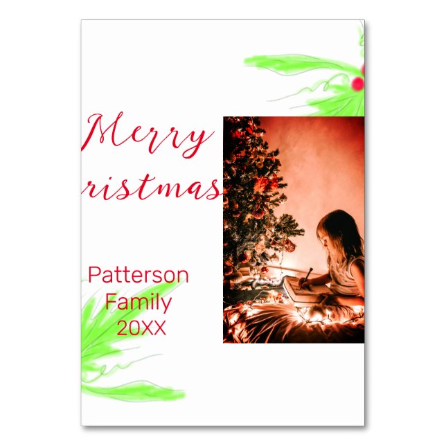 Merry Bright Weihnachten fügen Familiennamen Freud Tischnummer (Vorderseite)