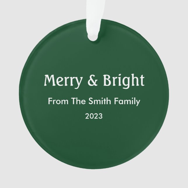 Merry & Bright Weihnachten Individuelle Name Hunte Ornament (Vorderseite)