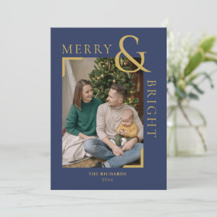 Merry & Bright Weihnachten Minimal Foto Card Einladung