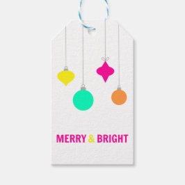 Merry & Bright, Weihnachten, neon, bunt Geschenkanhänger