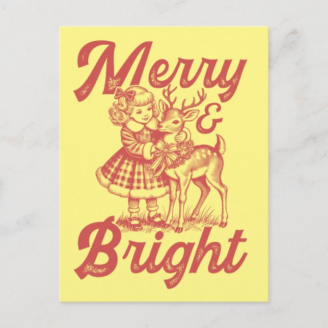 Merry & Bright - Weihnachten Postkarte (Vorderseite)