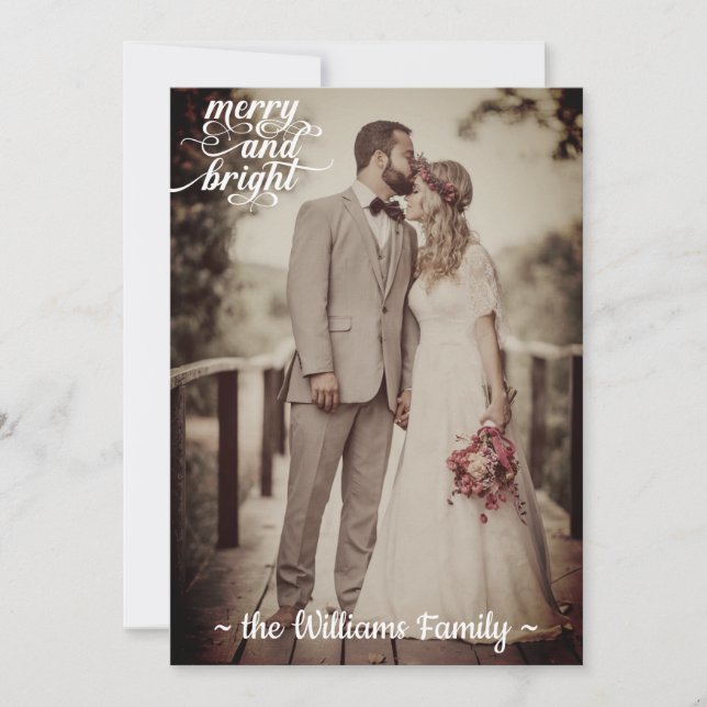 Merry & Bright Weihnachten Vintag Retro Altes Foto (Vorderseite)