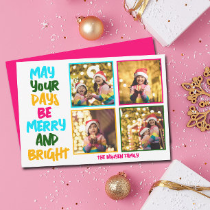Merry Bright Weihnachts-Collage Pink Feiertagskarte