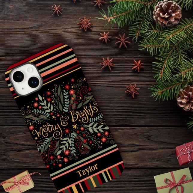 Merry Bright Weihnachts Festivals Name Case-Mate iPhone Hülle (Von Creator hochgeladen)