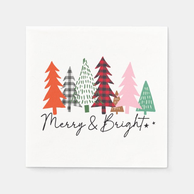 Merry & Bright Weihnachtsbäume Napkins Serviette (Vorderseite)
