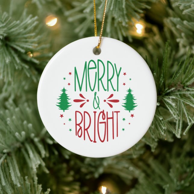 Merry & Bright Weihnachtsdekoration Keramik Ornament (Baum)