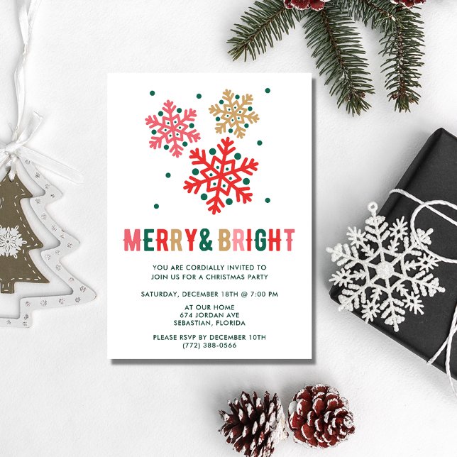 Merry Bright Weihnachtsfeier Einladung (Merry Bright Christmas Holiday Party Invitation)