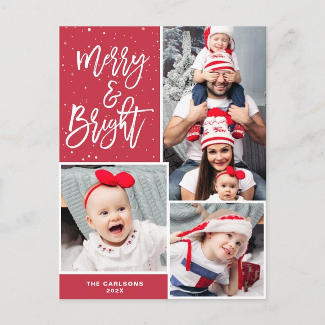 Merry & Bright | Weihnachtsfeiertage Postkarte (Vorderseite)