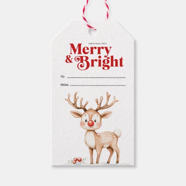 Merry & Bright Weihnachtsgeschenk-Tag Geschenkanhänger (Vorderseite)