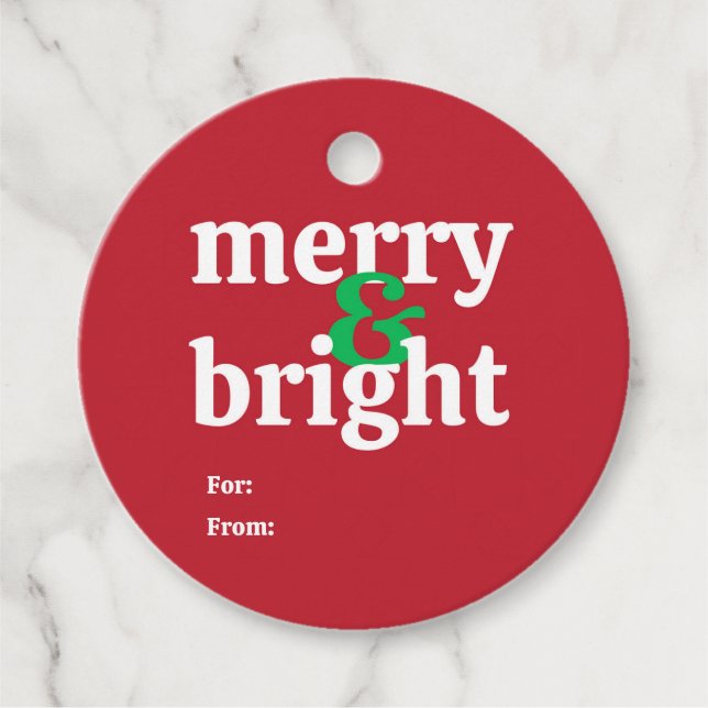 "Merry & Bright" Weihnachtsgeschenktag Geschenkanhänger (Vorderseite)