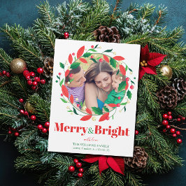 Merry & Bright Weihnachtsmann Foto Magnet Card