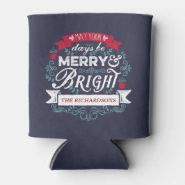 Merry & Bright Weihnachtstypografie Custom Banner Dosenkühler