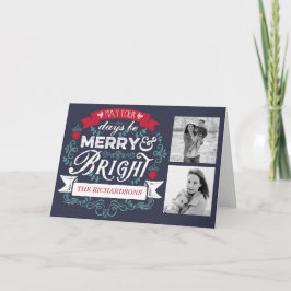 Merry & Bright Weihnachtstypografie Custom Banner Feiertagskarte